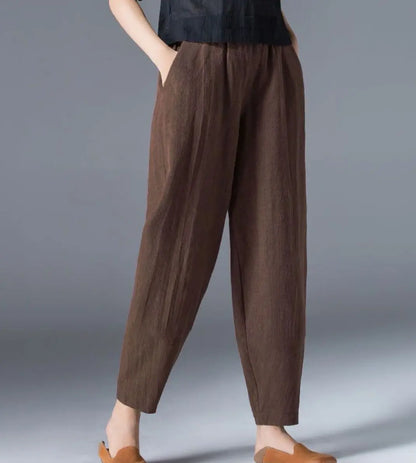 🔥Hot Sale $22.99🔥[Women’s Gift] Women's Cotton Linen Elastic Waist Casual Pants with Pockets（42%OFF) spiyle