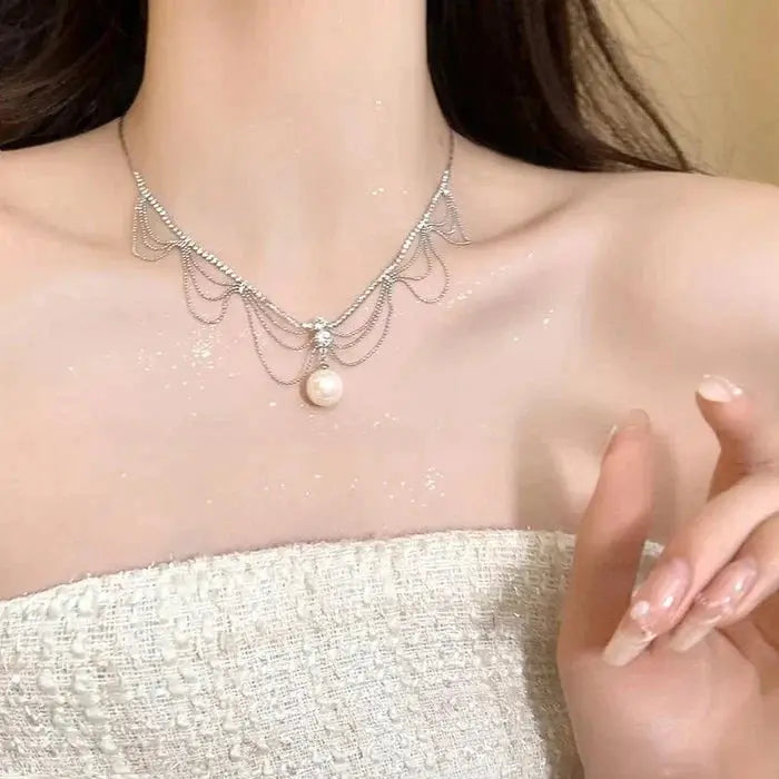 🎅Great Christmas Gift🎁 French lace design pearl necklace spiyle