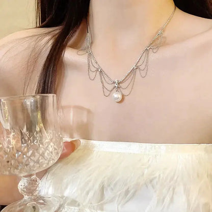🎅Great Christmas Gift🎁 French lace design pearl necklace spiyle