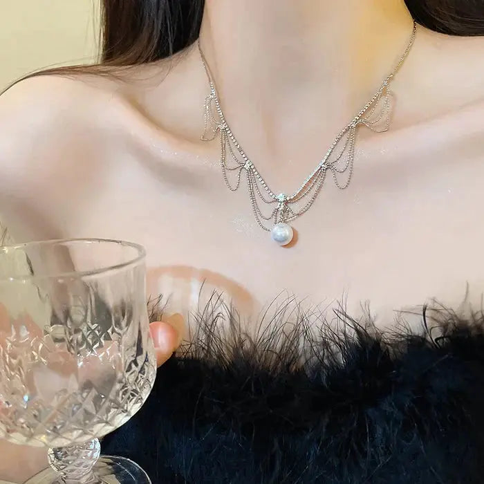 🎅Great Christmas Gift🎁 French lace design pearl necklace spiyle