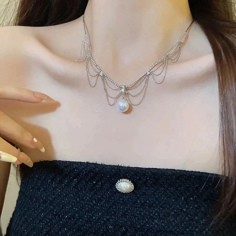 🎅Great Christmas Gift🎁 French lace design pearl necklace spiyle