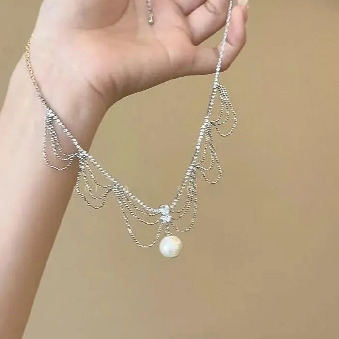 🎅Great Christmas Gift🎁 French lace design pearl necklace spiyle