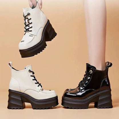 🔥HOT SALE 36.99🔥[Women's Gift] Women's High Heel Platform Zipper Leather Boots(47%OFF) spiyle