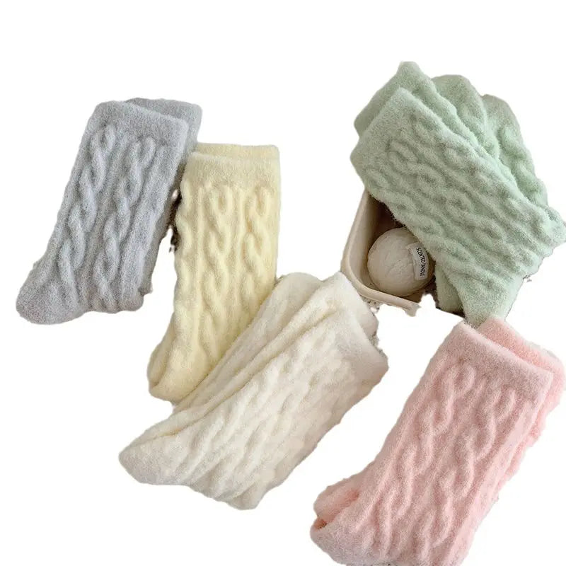 Soft Waxy Macaron Color Thermal Socks for Women - Great Gift spiyle