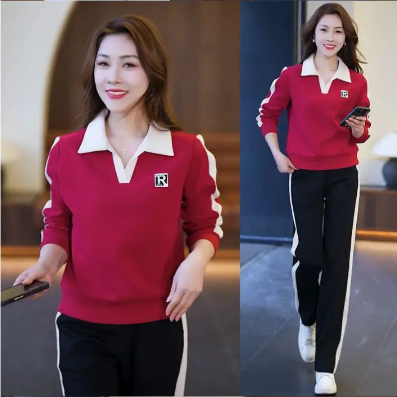 🔥HOT SALE 32.99🔥Best Gift for Her - Women's Fashion Casual Lapel Sports Sweatshirt Set(40%OFF) spiyle