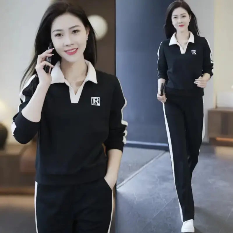 🔥HOT SALE 32.99🔥Best Gift for Her - Women's Fashion Casual Lapel Sports Sweatshirt Set(40%OFF) spiyle