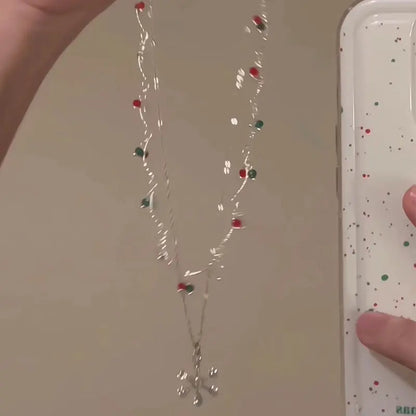 [Christmas Gift] Christmas Colorful Double Snowflake Necklace spiyle