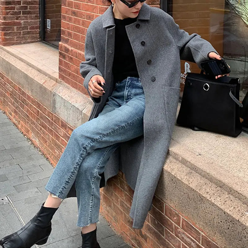 🔥HOT SALE 32.99🔥[Best Gift For Her] Women's Double-Faced Faux Wool Tweed Long Coat(45%OFF) spiyle