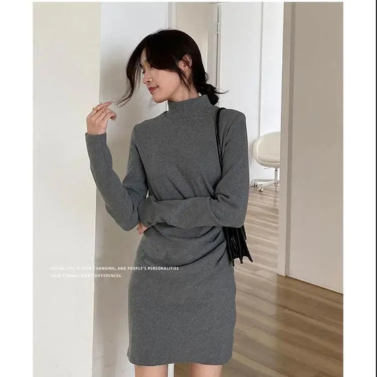 🔥Black Friday super sale 26.99🔥----Sexy Solid Color Turtleneck Mini Dress(46%OFF) spiyle