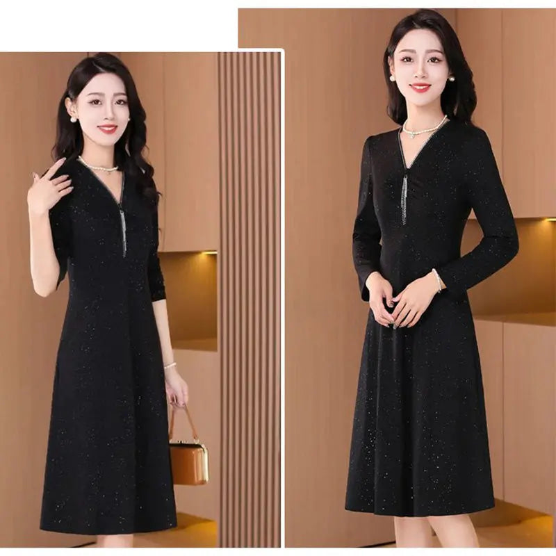 🔥Christmas Promotion 50% OFF🔥Glitter Slim Fit Half Zipper Dress(50%OFF) spiyle