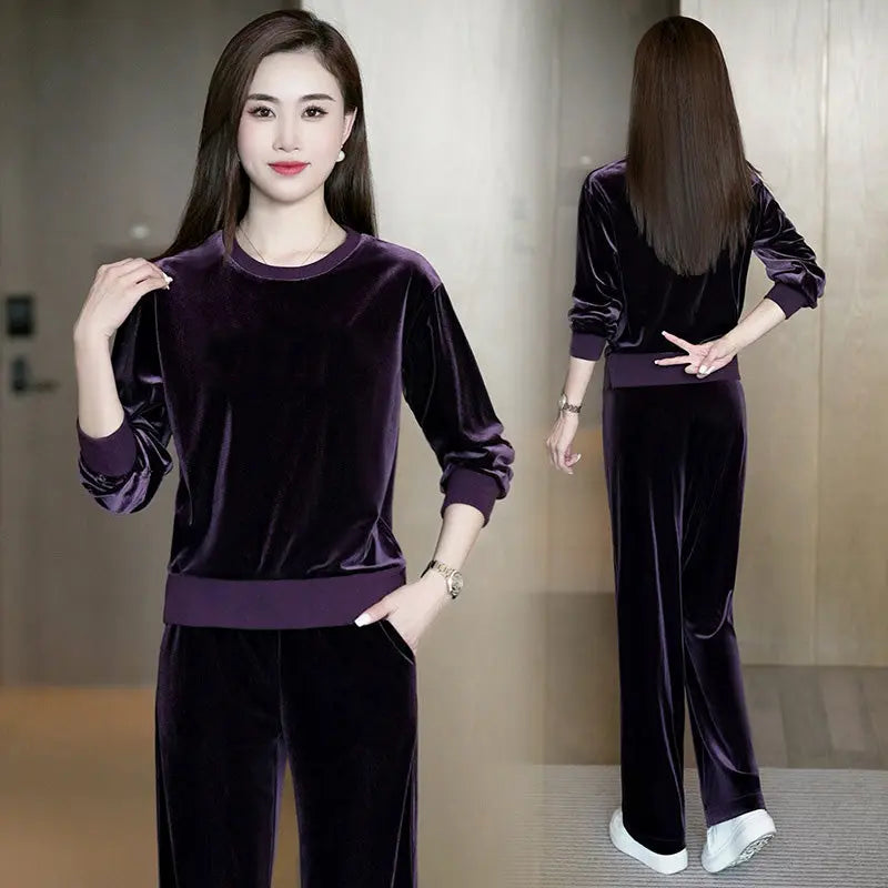 🔥HOT SALE 32.99🔥Women's Loose Fit 2-piece Set: Crew Neck Pullover Shirt & Pants(50%OFF) spiyle