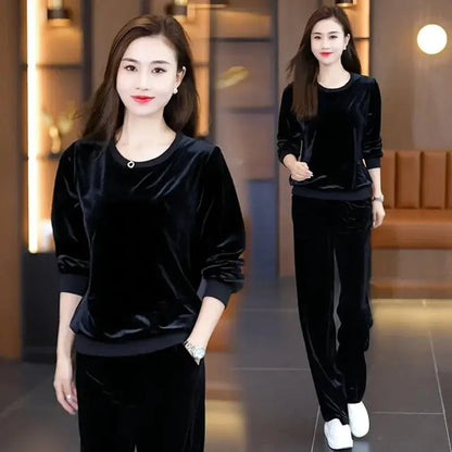 🔥HOT SALE 32.99🔥Women's Loose Fit 2-piece Set: Crew Neck Pullover Shirt & Pants(50%OFF) spiyle