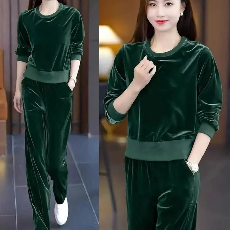 🔥HOT SALE 32.99🔥Women's Loose Fit 2-piece Set: Crew Neck Pullover Shirt & Pants(50%OFF) spiyle