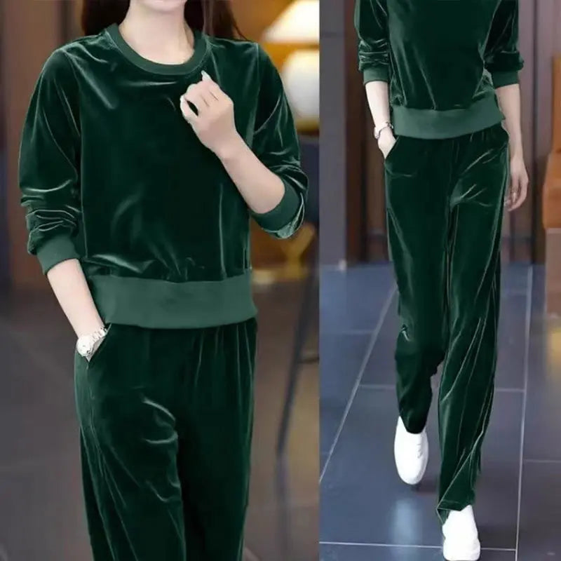 🔥HOT SALE 32.99🔥Women's Loose Fit 2-piece Set: Crew Neck Pullover Shirt & Pants(50%OFF) spiyle