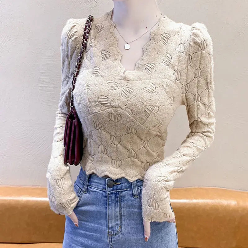 🔥HOT SALE 23.99🔥Best Gift for Her - Women's Heart Print Soft Plush Feeling Slimming Top(50%OFF) spiyle
