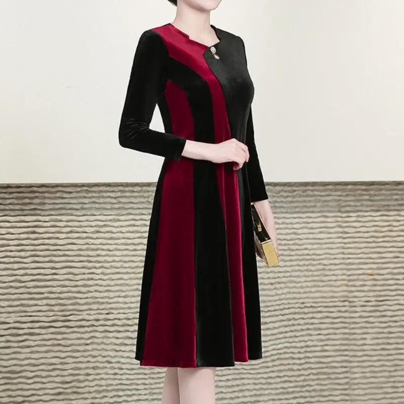 🔥🎄Christmas Sale 50% OFF🎅🔥[Gift For Her] Women's Long Sleeved Faux Velvet Dress spiyle