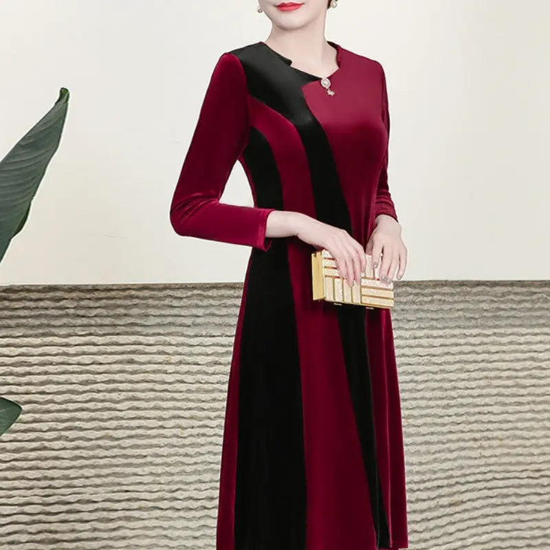 🔥🎄Christmas Sale 50% OFF🎅🔥[Gift For Her] Women's Long Sleeved Faux Velvet Dress spiyle