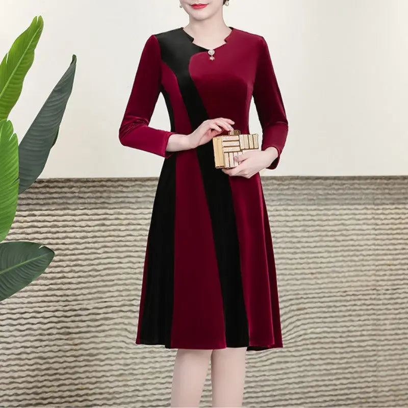 🔥🎄Christmas Sale 50% OFF🎅🔥[Gift For Her] Women's Long Sleeved Faux Velvet Dress spiyle