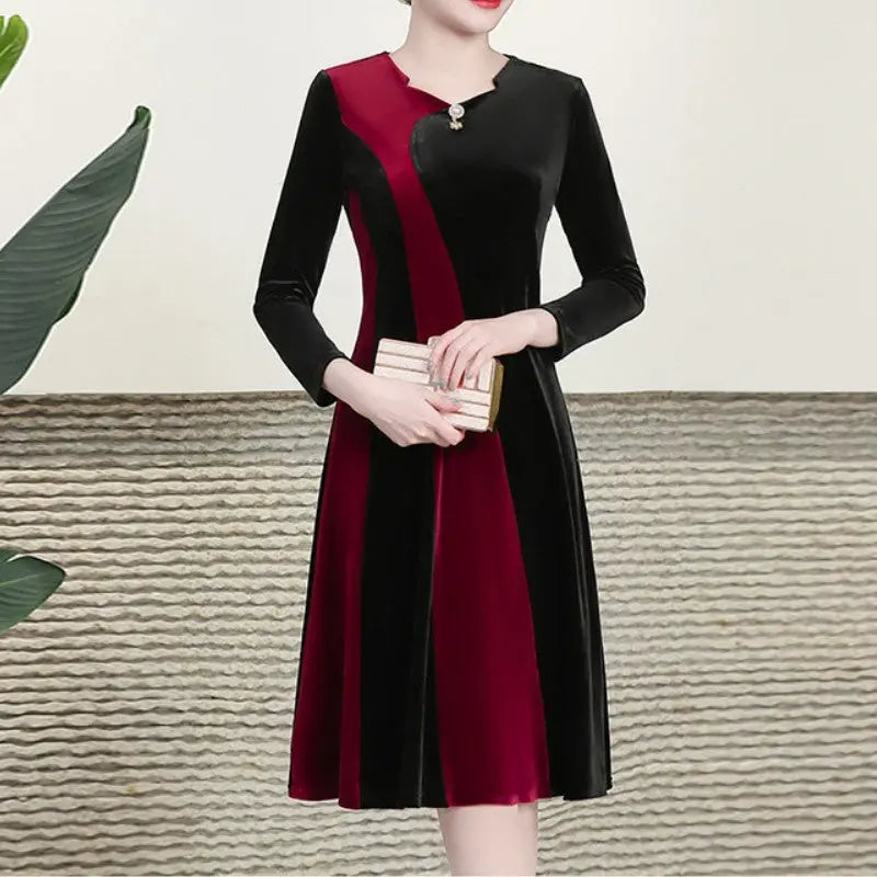 🔥🎄Christmas Sale 50% OFF🎅🔥[Gift For Her] Women's Long Sleeved Faux Velvet Dress spiyle