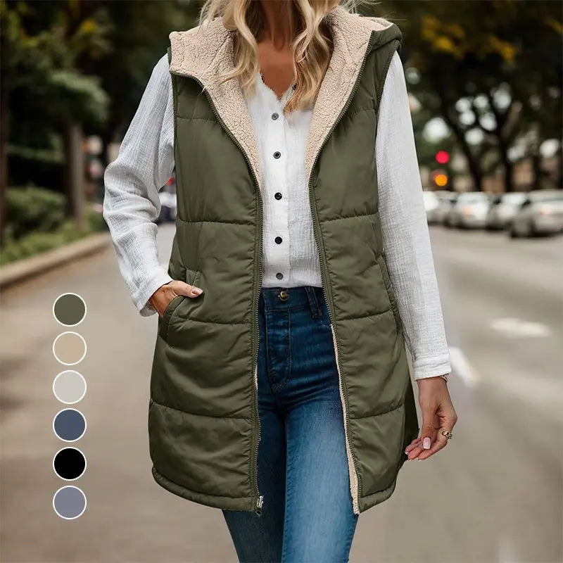 🔥Christmas sale 50% OFF🔥Great Gift! Women's Fall Reversible Vest Sleeveless Faux Fleece Jacket spiyle