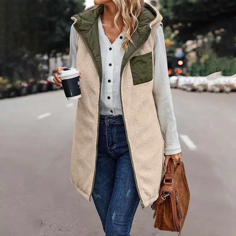 🔥Christmas sale 50% OFF🔥Great Gift! Women's Fall Reversible Vest Sleeveless Faux Fleece Jacket spiyle