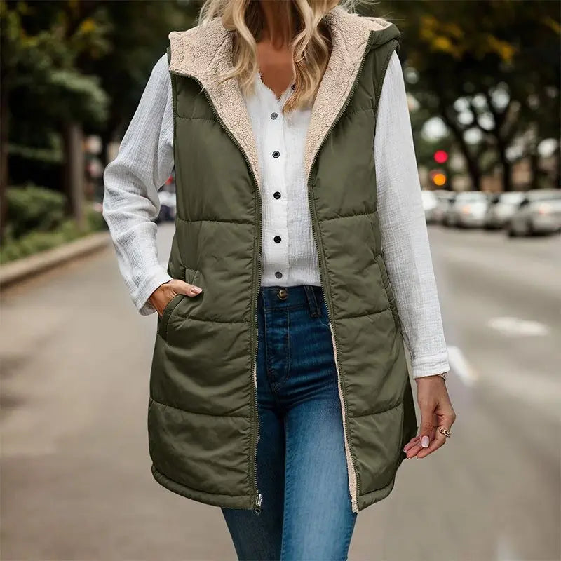 🔥Christmas sale 50% OFF🔥Great Gift! Women's Fall Reversible Vest Sleeveless Faux Fleece Jacket spiyle