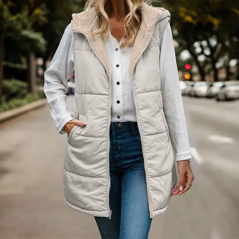 🔥Christmas sale 50% OFF🔥Great Gift! Women's Fall Reversible Vest Sleeveless Faux Fleece Jacket spiyle