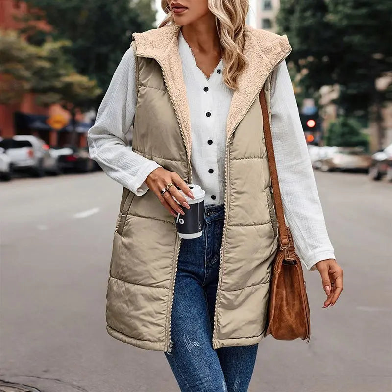 🔥Christmas sale 50% OFF🔥Great Gift! Women's Fall Reversible Vest Sleeveless Faux Fleece Jacket spiyle