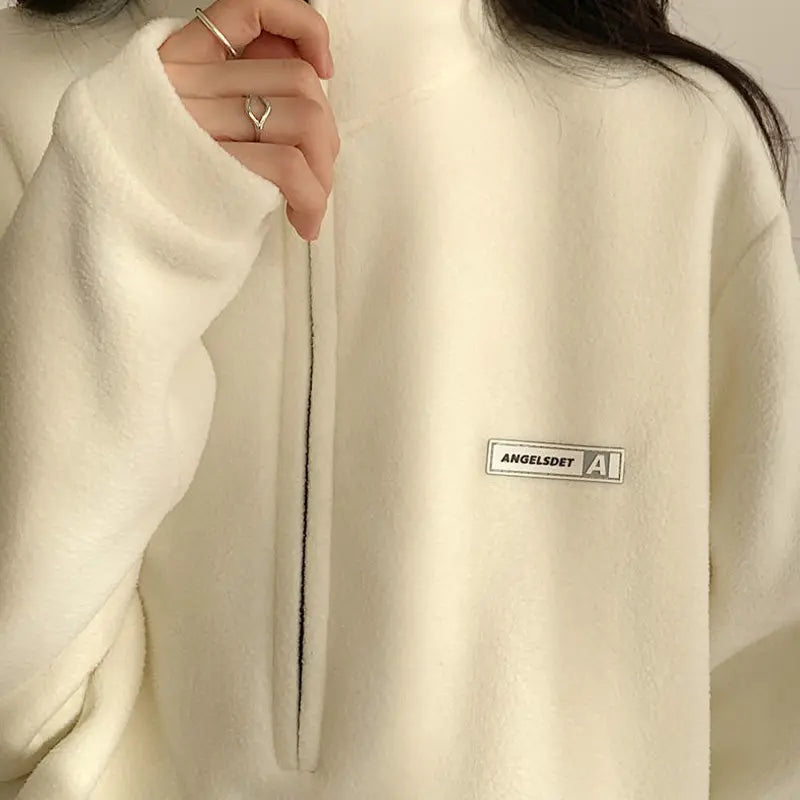 🔥🎅Christmas sale 50% OFF🔥✨[best gift] Women's Stand Collar Plush Loose-Fit Sweatshirt spiyle