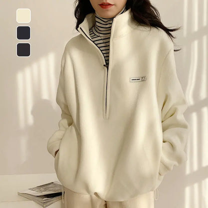 🔥🎅Christmas sale 50% OFF🔥✨[best gift] Women's Stand Collar Plush Loose-Fit Sweatshirt spiyle