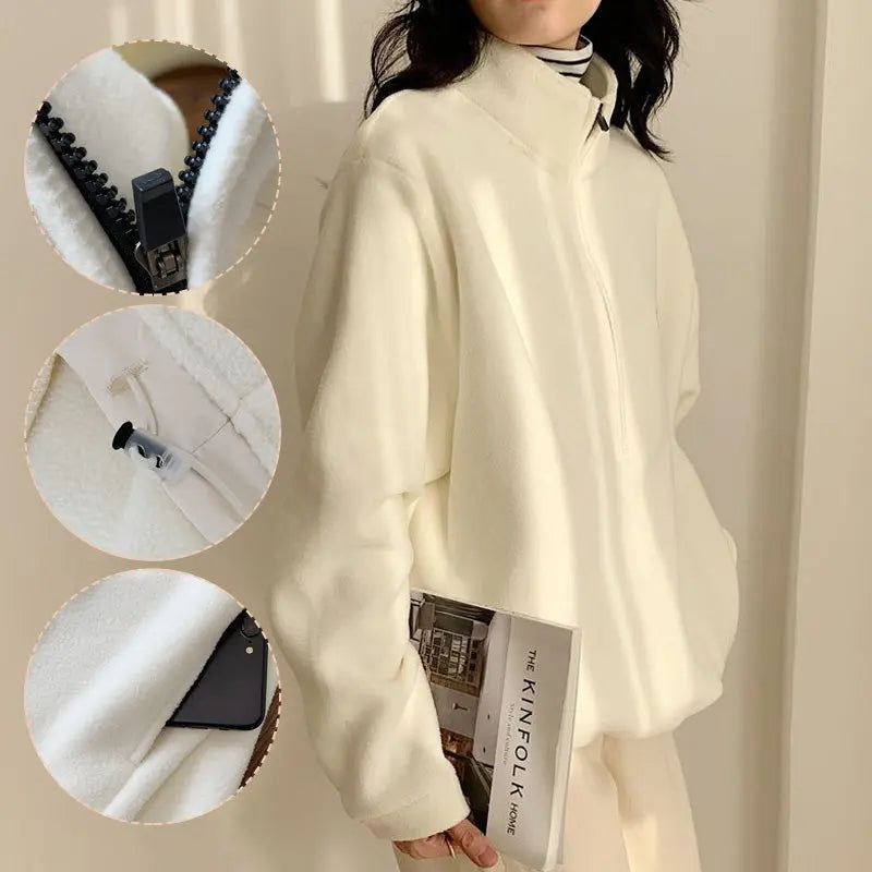 🔥🎅Christmas sale 50% OFF🔥✨[best gift] Women's Stand Collar Plush Loose-Fit Sweatshirt spiyle