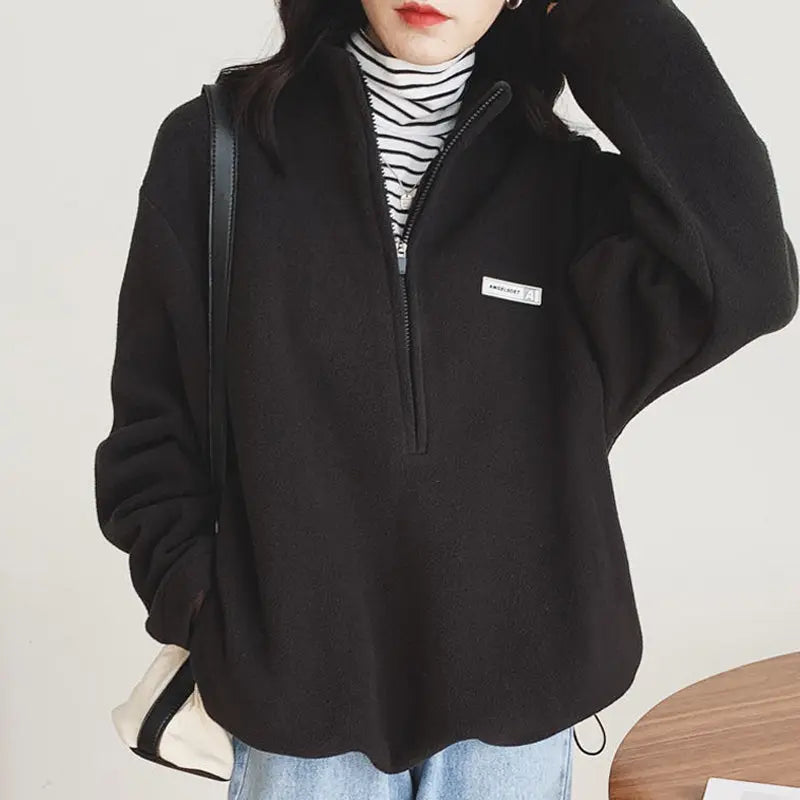 🔥🎅Christmas sale 50% OFF🔥✨[best gift] Women's Stand Collar Plush Loose-Fit Sweatshirt spiyle