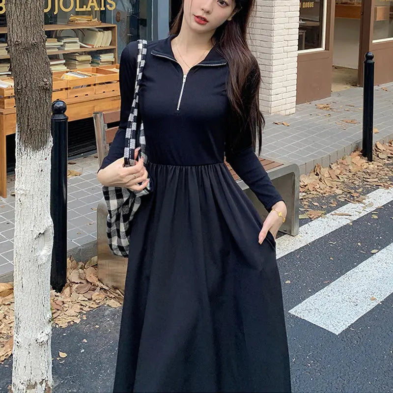 🎉New product launch💐– Women's Black Long Sleeve Dress (50%OFF) spiyle