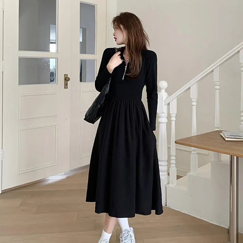 🎉New product launch💐– Women's Black Long Sleeve Dress (50%OFF) spiyle