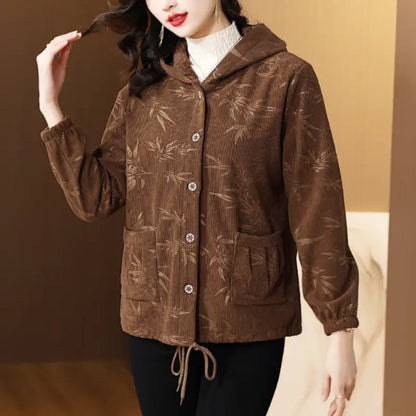 🔥✨HOT SALE🔥🎁 [Best Gift for Mom] Fashionable Botanical Print Soft Warm Hooded Coat(45%OFF) spiyle
