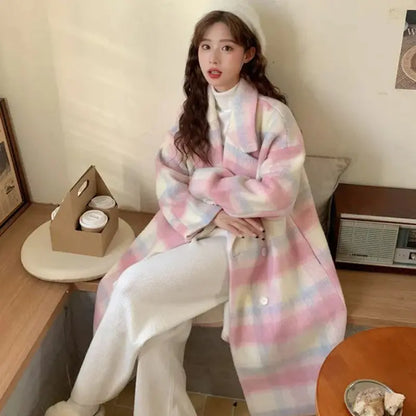🔥👸Woman’s Plaid Wool Loose Fit Long Coat(47%OFF) spiyle