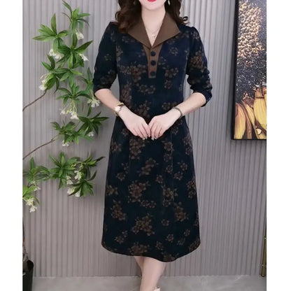 🔥✨HOT SALE 🔥✨Gift Choice - Lapel V-neck Slim Fashion Long Sleeve A-line Dress(49%OFF) spiyle