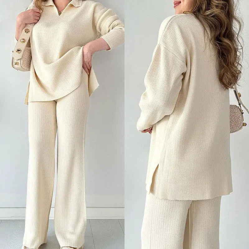 🎉New product launch💐-- V-neck casual slit knitted two-piece set spiyle