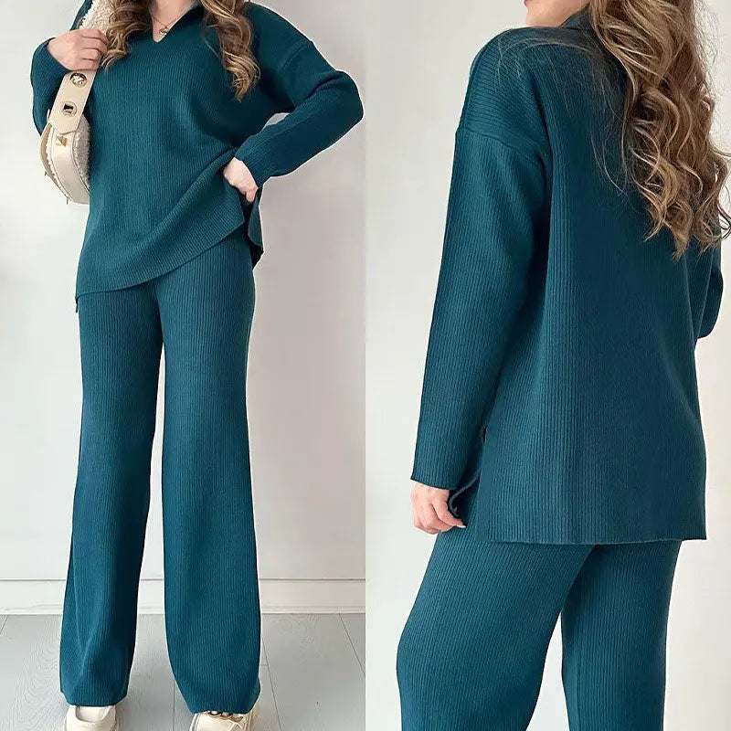 🎉New product launch💐-- V-neck casual slit knitted two-piece set spiyle