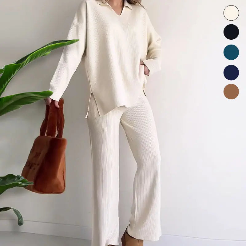 🎉New product launch💐-- V-neck casual slit knitted two-piece set spiyle