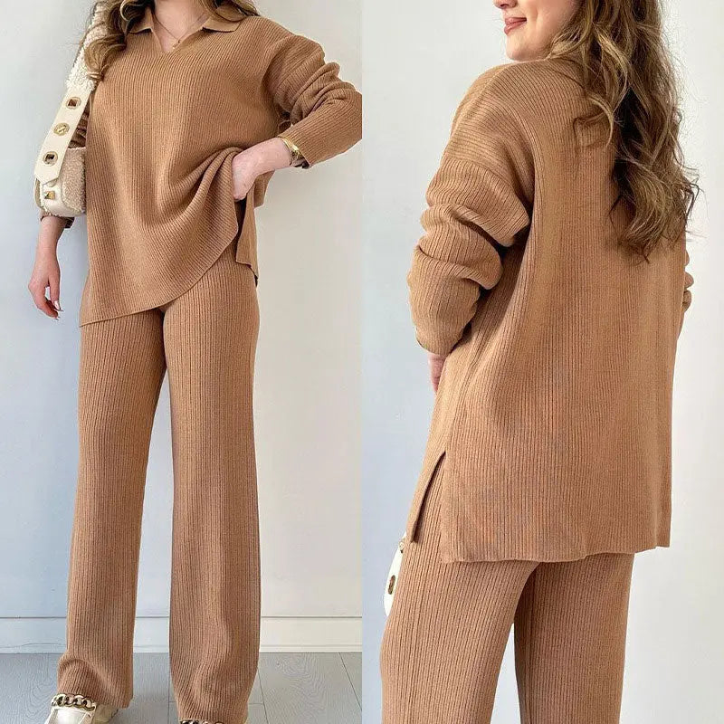 🎉New product launch💐-- V-neck casual slit knitted two-piece set spiyle