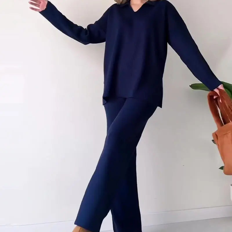 🎉New product launch💐-- V-neck casual slit knitted two-piece set spiyle