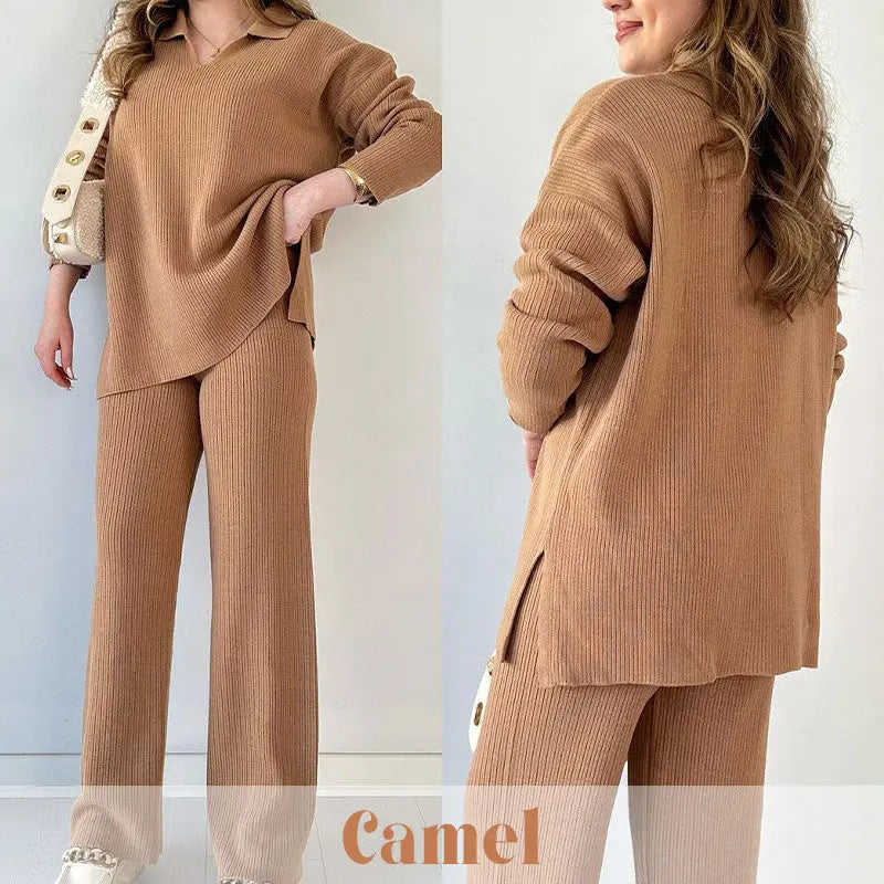 🎉New product launch💐-- V-neck casual slit knitted two-piece set spiyle