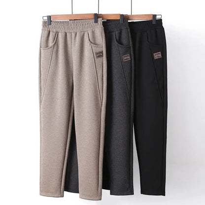 Gift Choice - Cozy Thickened Elastic Waistband Tapered Casual Pants spiyle