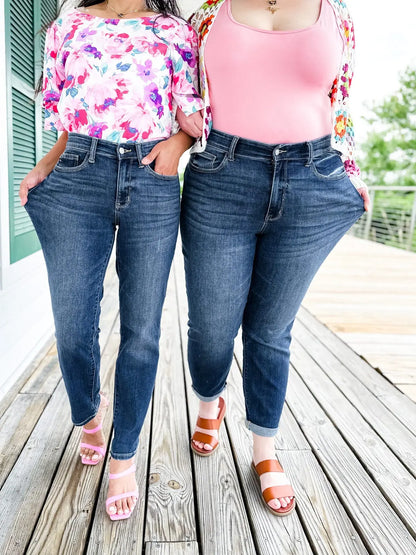 🔥Hot Sale $34.99🔥Tummy Control Cuffed Slim Fit Jeans（50% OFF） spiyle