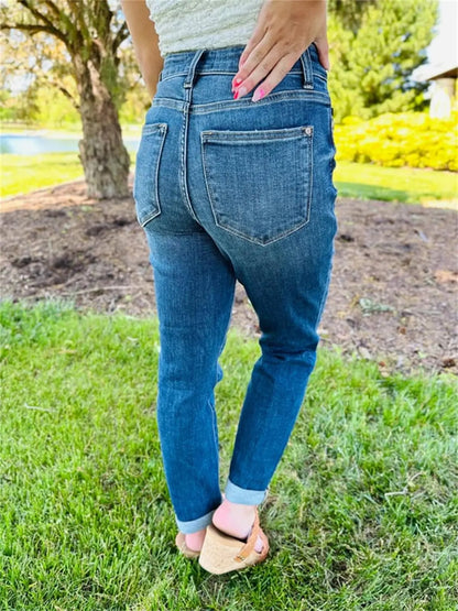 🔥Hot Sale $34.99🔥Tummy Control Cuffed Slim Fit Jeans（50% OFF） spiyle