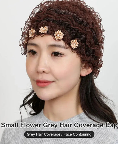 Small Flower Fashionable Grey Hair Coverage Cap spiyle