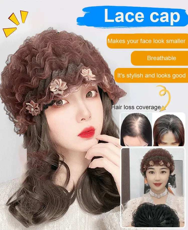 Small Flower Fashionable Grey Hair Coverage Cap spiyle