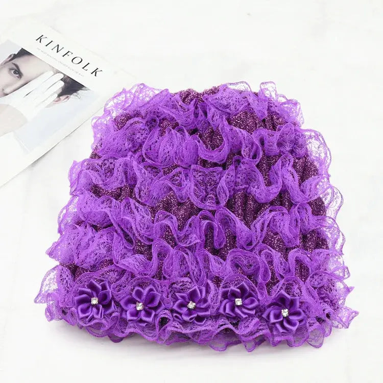 Small Flower Fashionable Grey Hair Coverage Cap spiyle