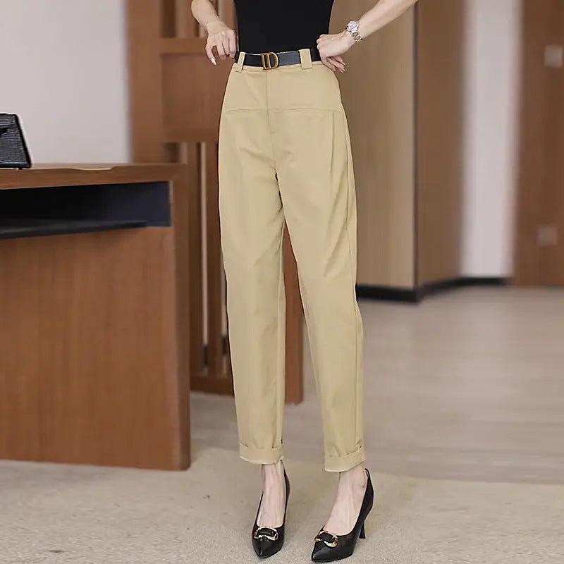 💥2024 Brand new-Women's Slim-Fit High-Waisted Draped Casual Pants spiyle